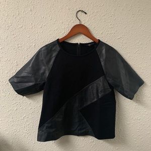 Tibi black leather top